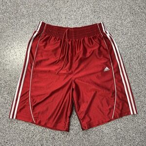 Adidas Dazzle Basketball Shorts Mens L Shimmer Shiny Red Y2K Baggy 9.5"